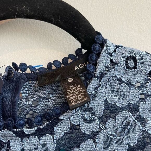 Aqua Womens Bodycon Dress Floral Lace Short Sleeve Blue Size Extra Small NWT - Picture 6 of 8